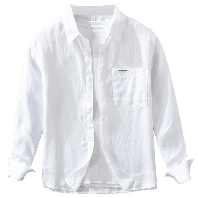 LINEN CASUAL SHIRT - Solid Colors, Long Sleeve - Easy Warm Days