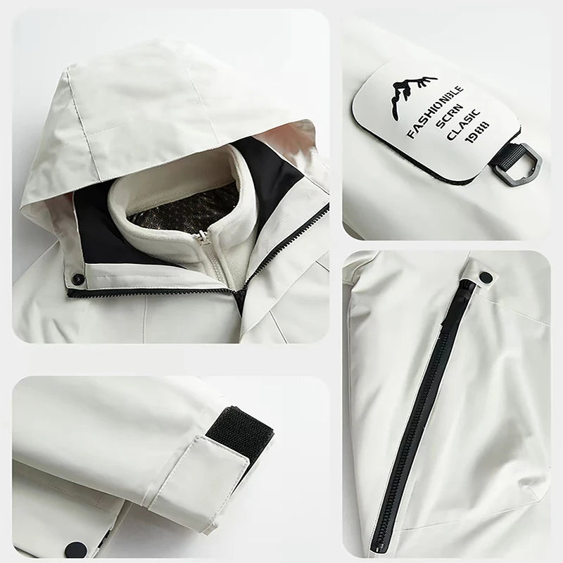 Men's 3-in-1 Jacket - Removable Fleece Liner - Waterproof & Windproof Outdoor Coat