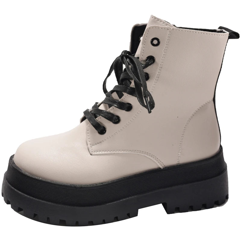 Lace-Up Platform Ankle Boots – Chunky Sole