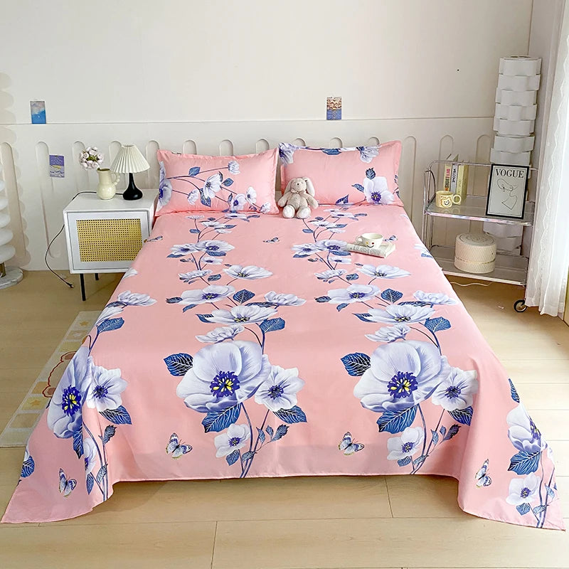 BLOOM FLAT SHEET - Red Flower Printed Bed Sheet - Soft, Vivid & Made to Last