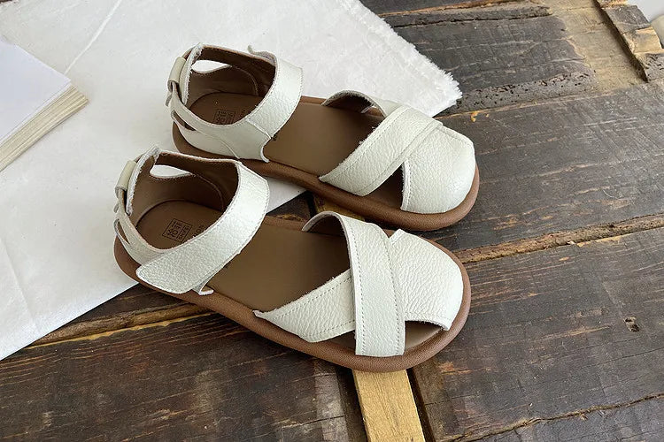 Careaymade-Genuine leather soft surfaces comfortable sandals,original big women's shoes,summer hollowed out women beach shoes