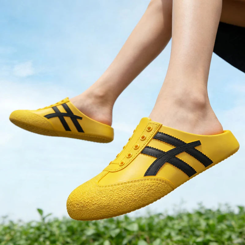 Yellow Eva Mules Clogs Bruce Lee Onitsuka Style Slippers