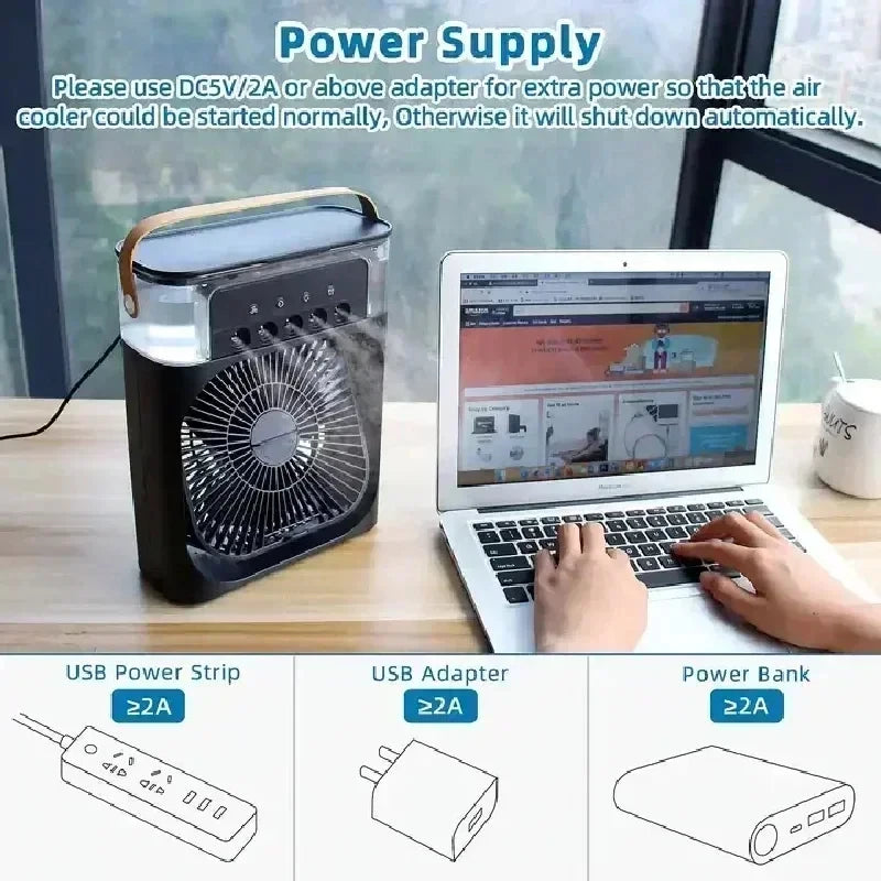 3-in-1 Portable Mini Air Cooler Fan