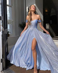 BKLD 2026 Evening Party Dress Sequin A-Line Strapless Sexy Fashion Solid Color Split Long Dresses Solid Color Women Clothing