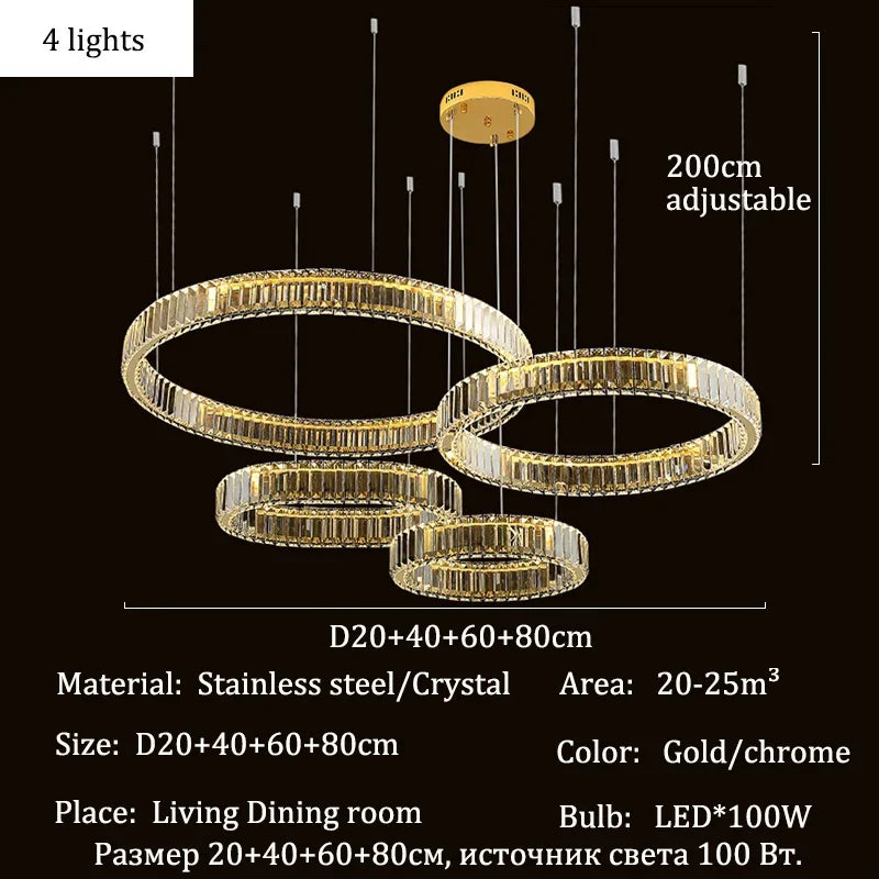 HALO LUXE – 4-Ring Crystal Chandelier