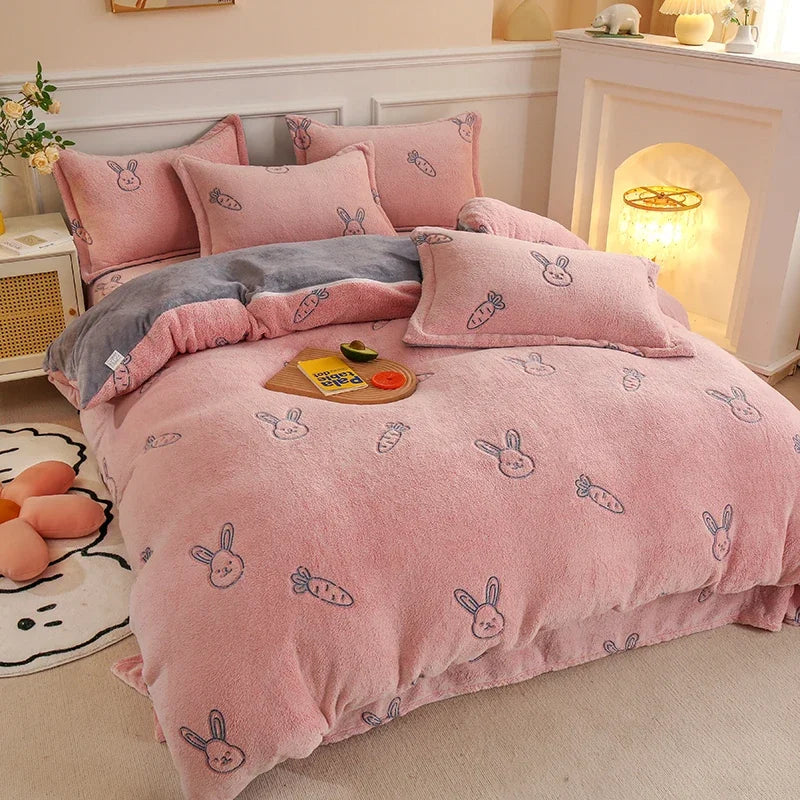 COZY FLANNEL - Thick Fleece Duvet Cover - Double-Sided Velvet, Winter Warmth