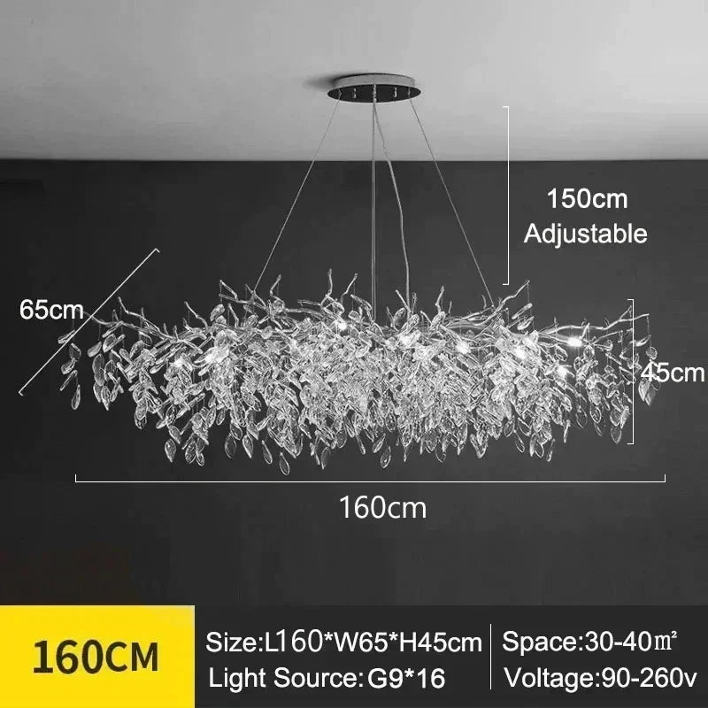 Luxury Crystal LED Chandelier – Round & Linear, Gold/Silver, Multiple Sizes