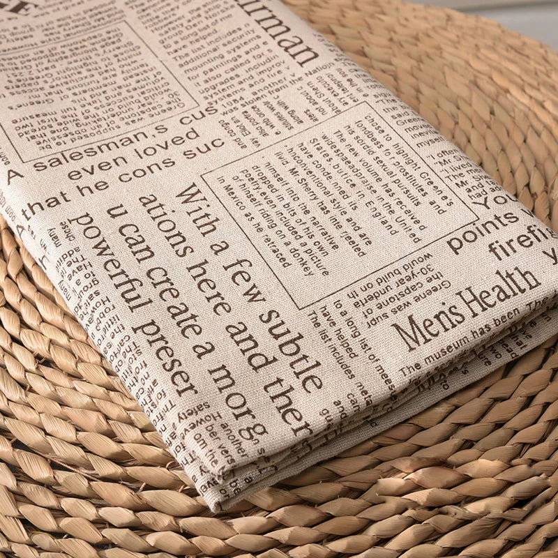 Newspaper Print Cotton Linen Fabric – by the Meter
