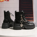 Metal Chain Mid-Calf Boots – Square Heel