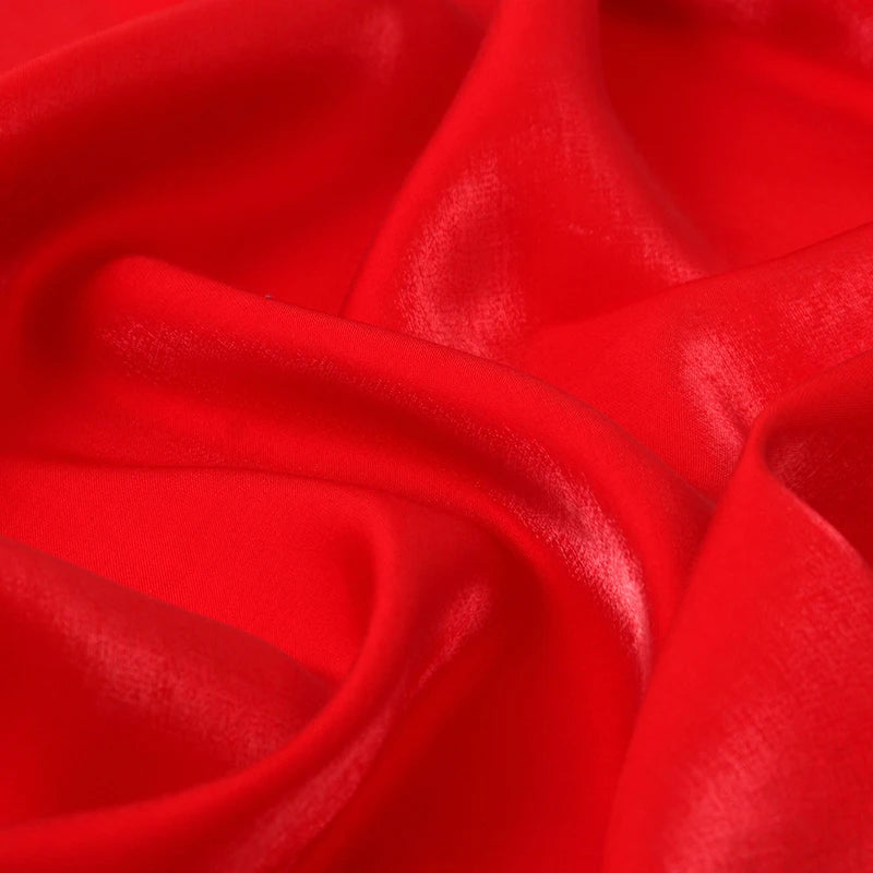 Gradient Wine Red Glazed Silk Satin Fabric Hanfu Pants Skirt Wedding Skin-friendly Breathable Bright Luster