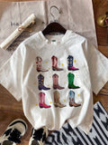 Western Boot Graphic Tops Tees Women Loose Vintage Boho T Shirt Cowgirl Cowboy Cute Hippie Tshirts Retro Vintage Female Clothing