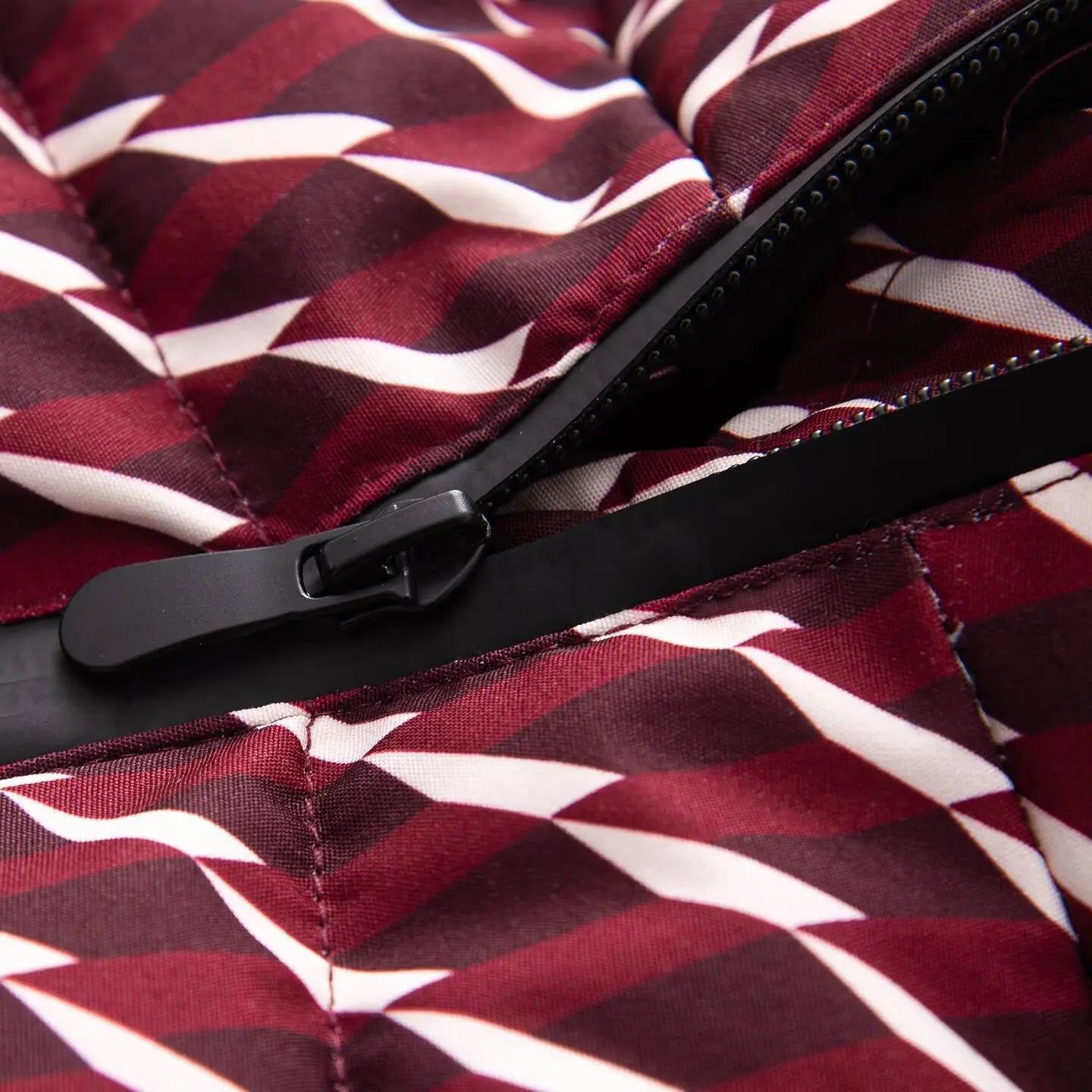 Hooded Windproof Ski Jacket - Geometric Padded