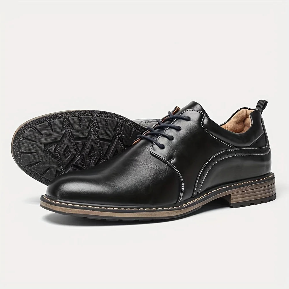 Men's Casual Derby Shoes - Fashion Lace-Up Leather Dress Shoes
