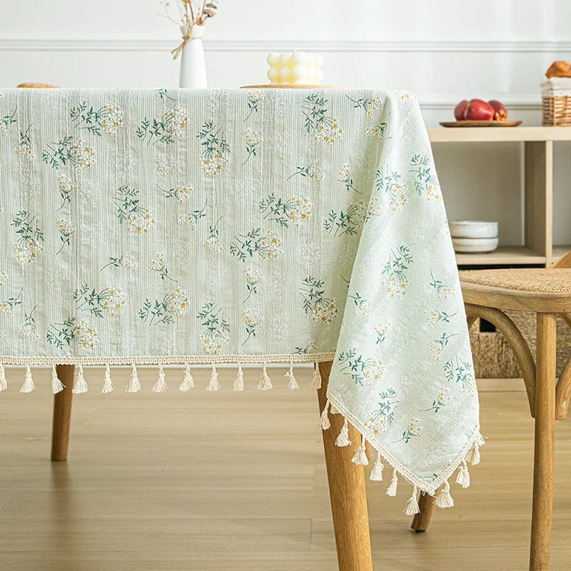 EMBROIDERED FLORAL TABLECLOTH - Cotton, Round & Rectangle, 14 Sizes - Garden Table Mood