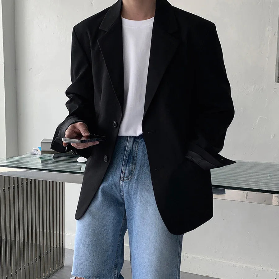 CASUAL OVERSIZE - Men's Oversized Casual Blazer Japanese Korean Style - 3 Colors, S–XXL