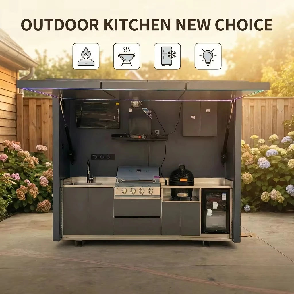 MODULAR OUTDOOR KITCHEN - Kamado Grill, Smoker & Pizza Oven - Stainless Steel