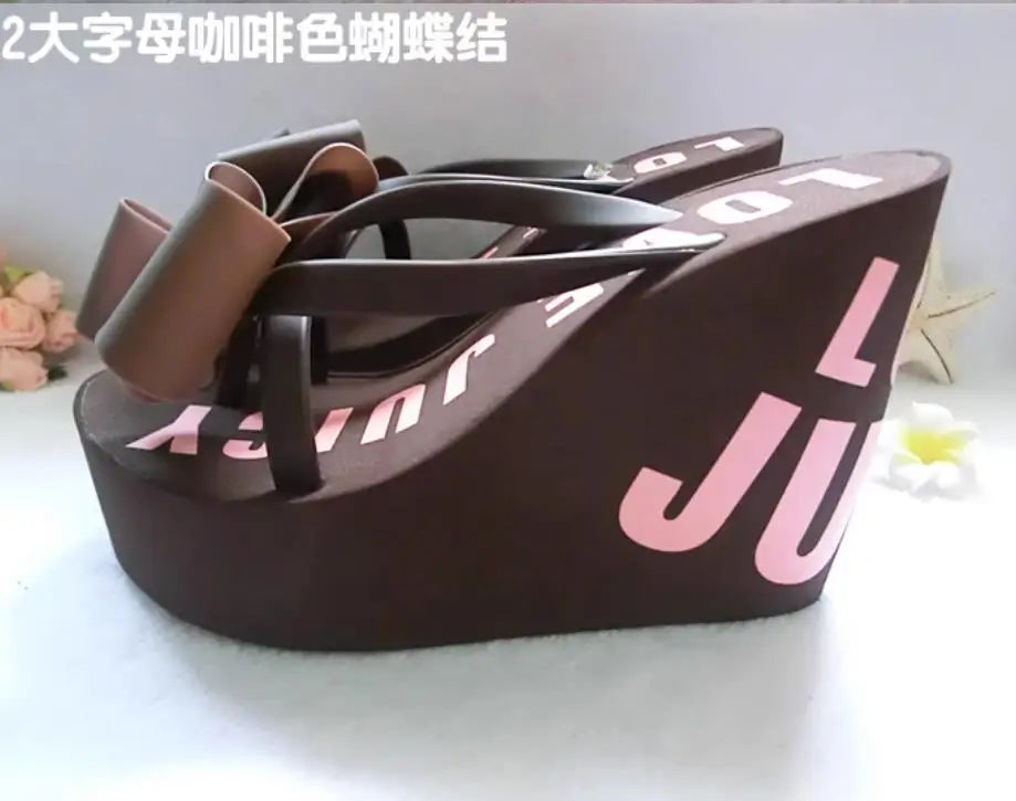 Platform Wedges Sandals Wedges Flip Flops High Heel Sandals Slippers White Beach Sandals Bohemia Flip Flops Pink size 32--43