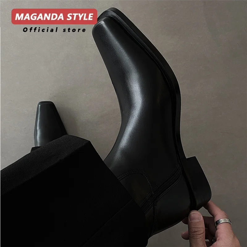 Unisex Chelsea Ankle Boots - Pointed Toe Side Zip Waterproof Low Heel