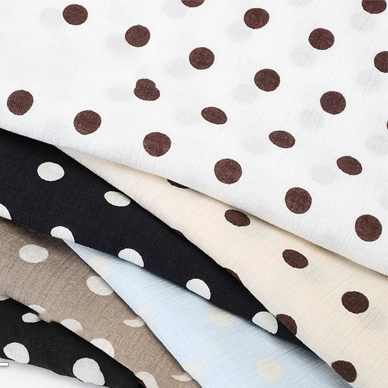 0.5m/1m/2m Imitation Cotton Polka Dot Printing Fabric for Summer Dresses Home Wear Pajamas Hair Accessories DIY Sewing Fabrics