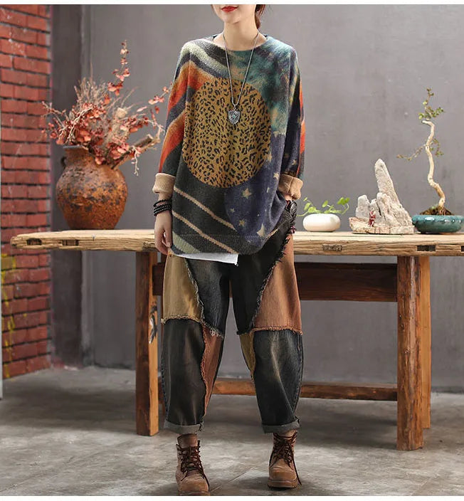 Harajuku Patchwork Wide Leg Harem Jeans