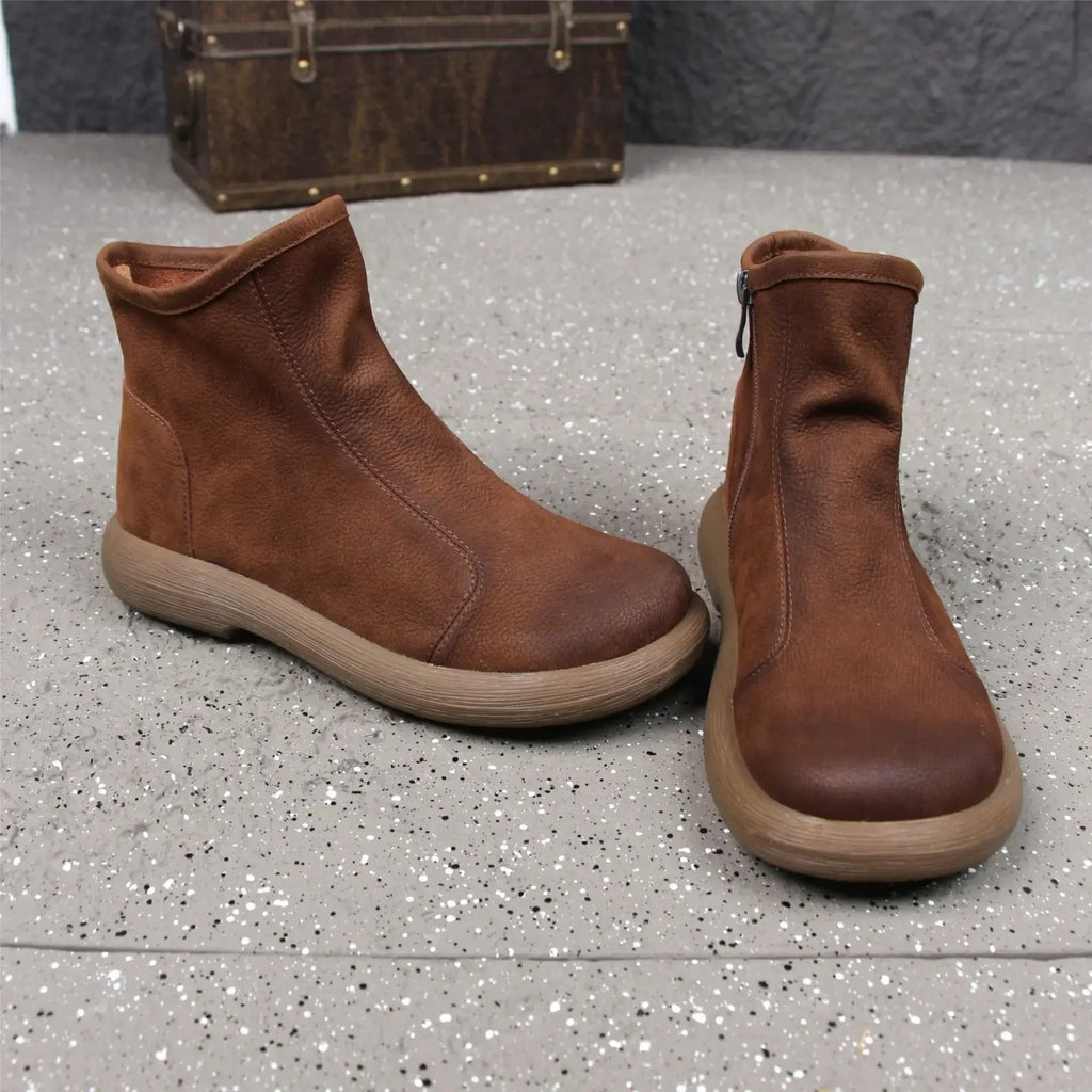 Handmade Genuine Leather Ankle Boots – Retro Unisex