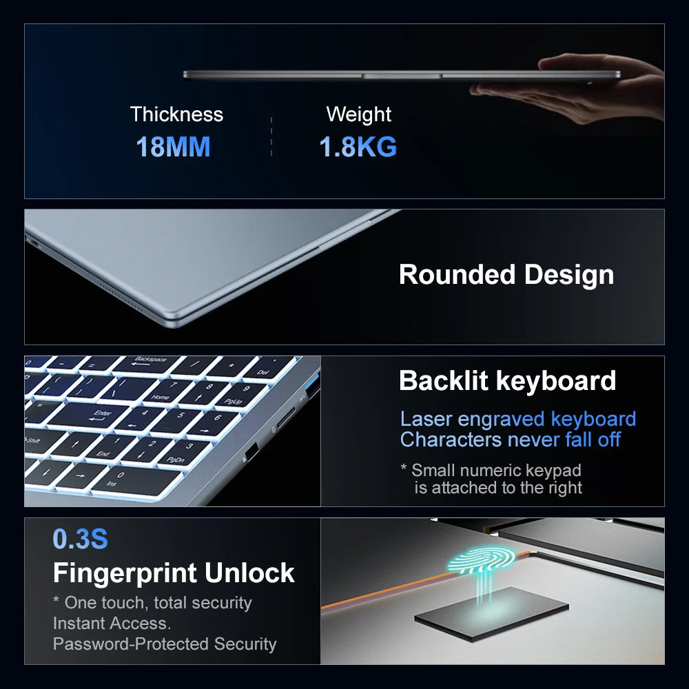 Ninkear N16 Pro 16" - 2.5K 120Hz Ultra HD Laptop for Work & Creation
