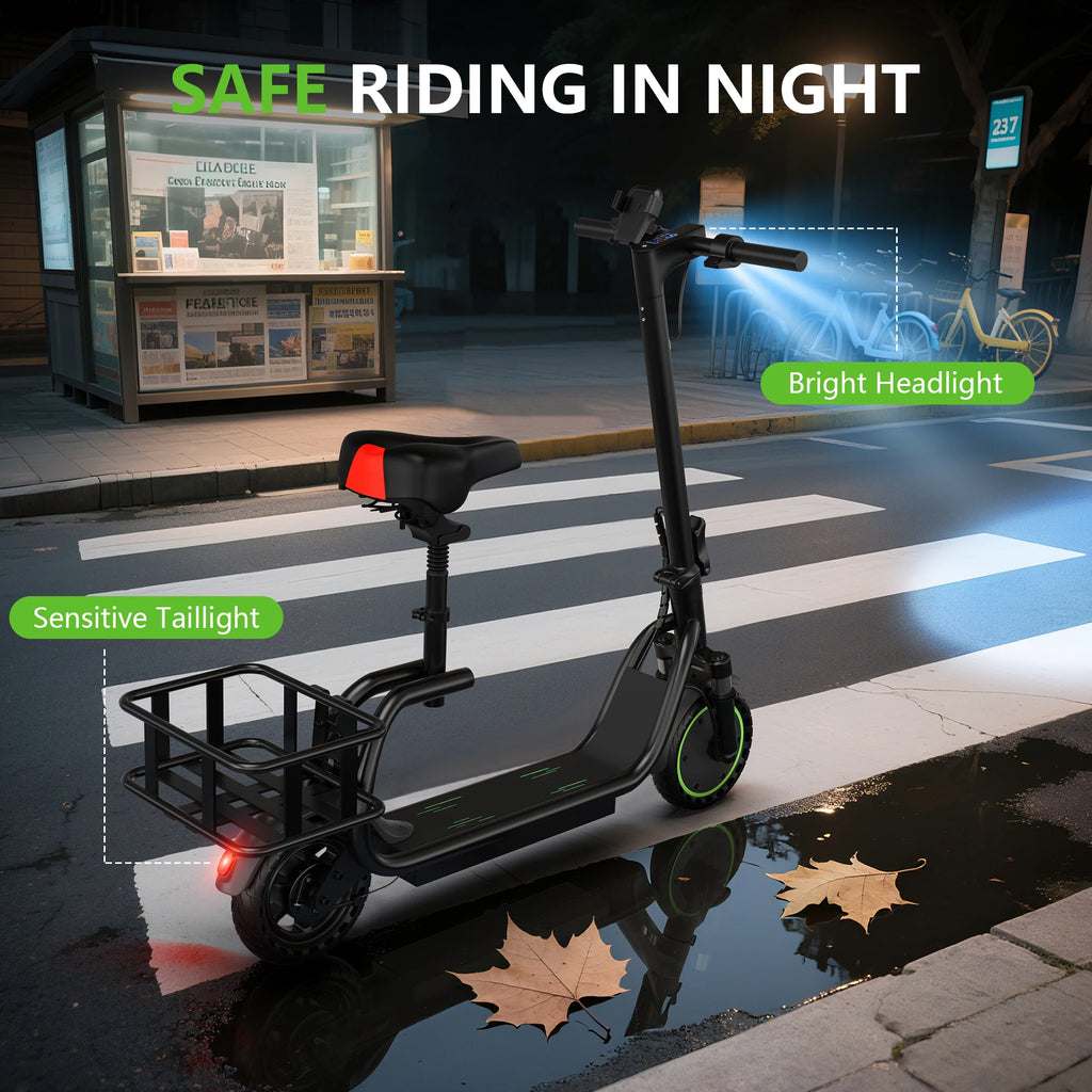 AOVOPRO ELECTRIC SCOOTER - 35 KM Range, Seat & Basket - Smart Rides
