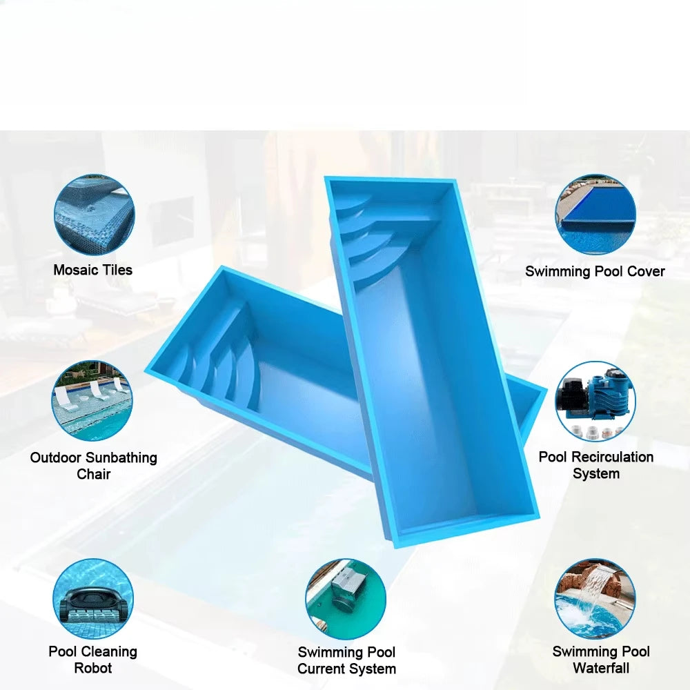 FIBERGLASS CONTAINER POOL - Prefab Outdoor Design - In-Ground or Above-Ground