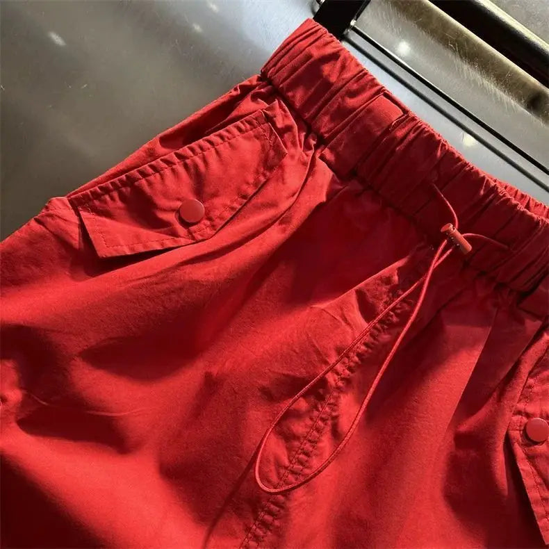 Women Y2k Cargo Long Skirt High Waist Drawstring Maxi Skirt Ruched Vintage Split Elastic Waist Cargo Skirt with Pockets