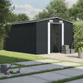 LARGE GARDEN STORAGE SHED - 257 × 392 × 181 cm - Anthracite Galvanized Steel