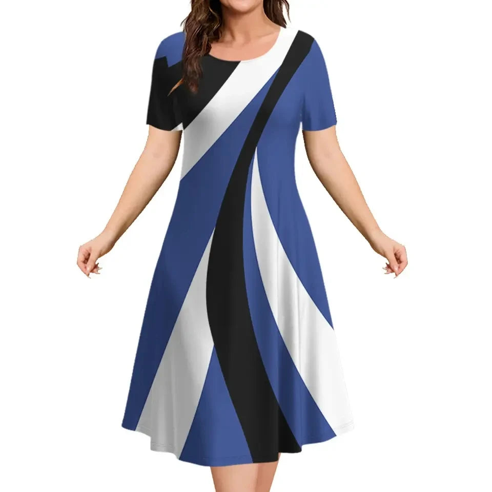 Oversized Summer Women's Short Sleeve Dress Plus Size 9XL Women's Loose Short Dress Casual Printed Fashion Party Dresses 2025