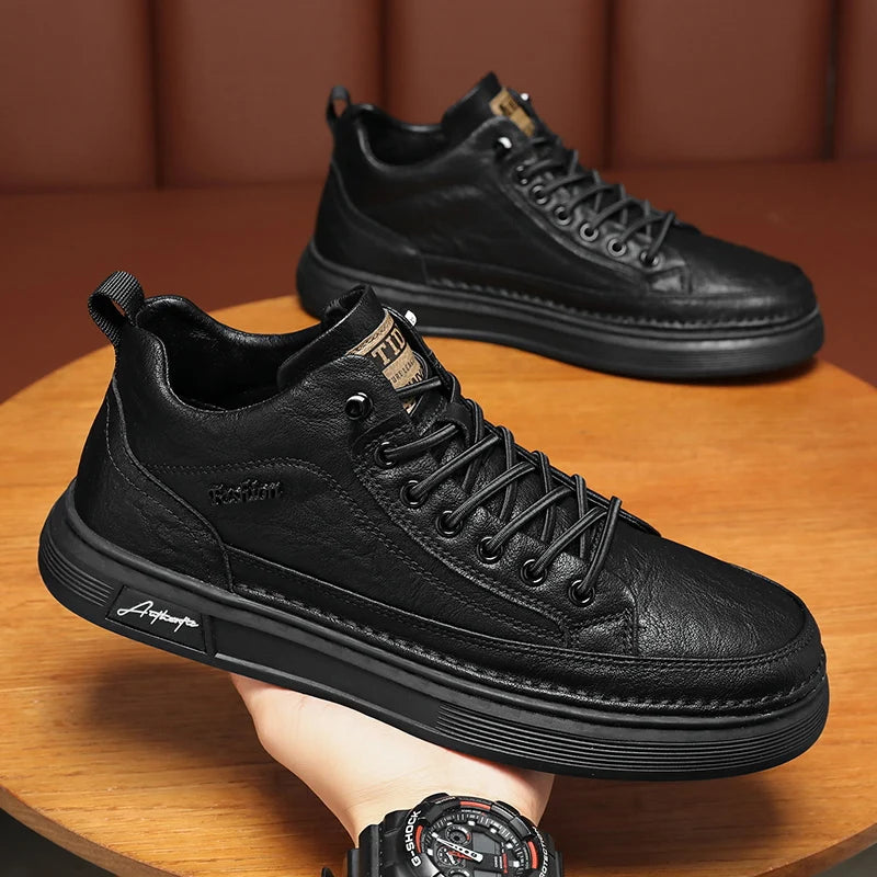 BRIT STEP - Men's Breathable Casual Leather Shoes - Handmade Platform