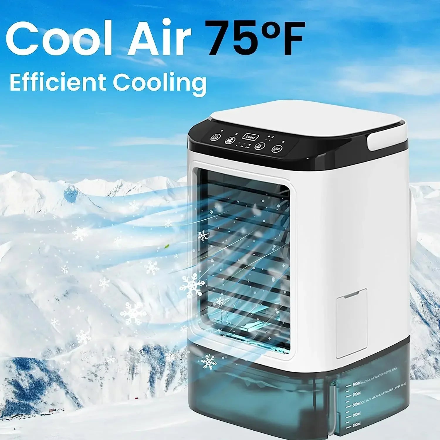 Portable Mini Air Conditioner – 900ml Mist Cooler Fan Humidifier Night Light