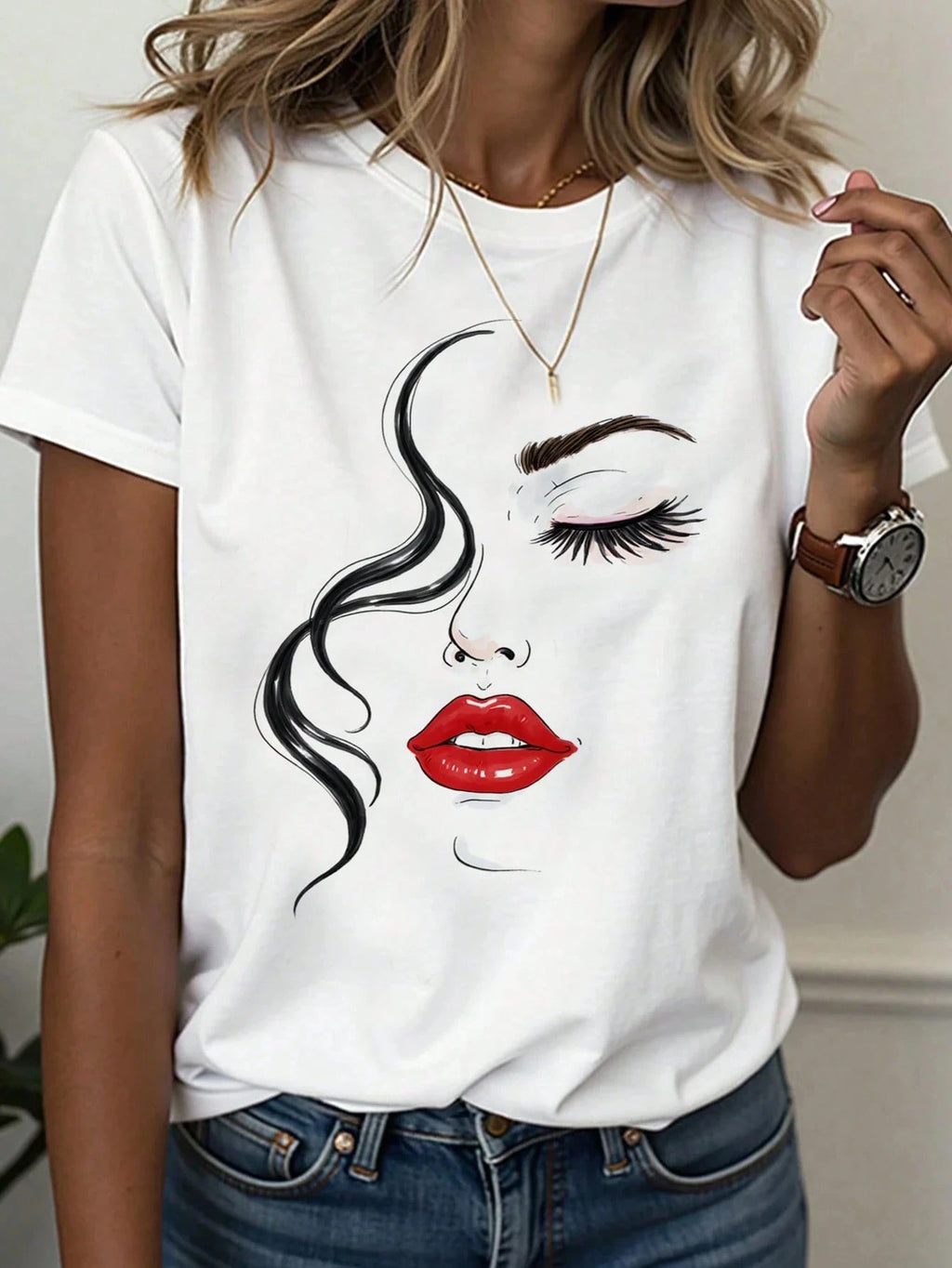 Abstract Face Gradient Color 3D Print T-Shirts Women's Casual Short Sleeve T Shirt O-Neck Tees Harajuku Y2K Tops Female Clothing