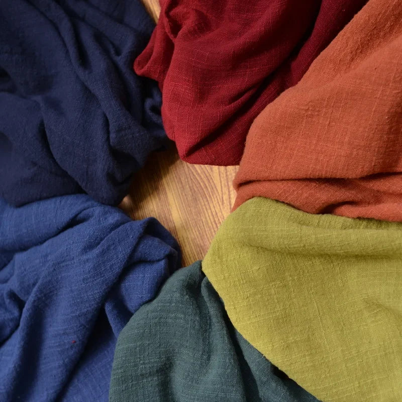 BAMBOO LINEN FABRIC BY THE METER - Sand Washed Cotton Linen Cloth Soft Drape Microtransparent for Dresses & Sewing - 22 Colors