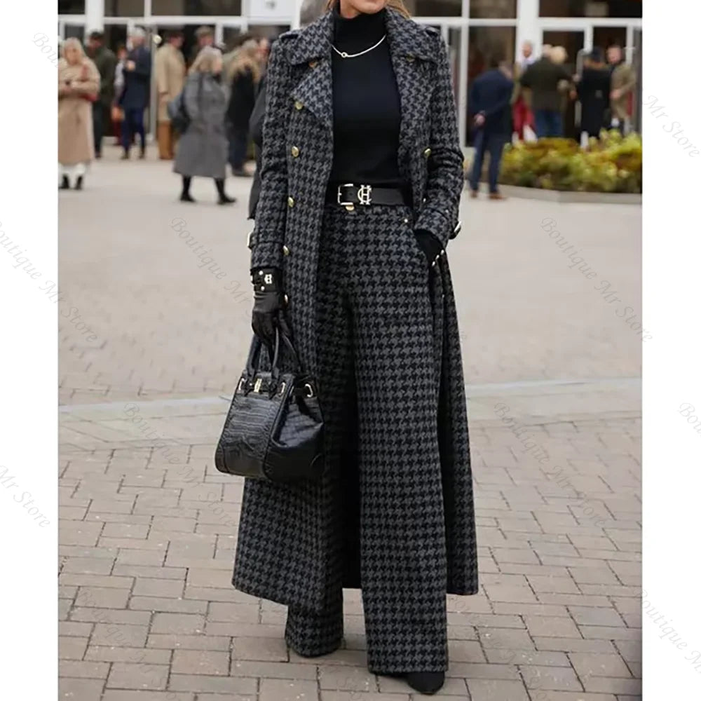 Women's Houndstooth Suit - Two Pieces - Tailored Confidence