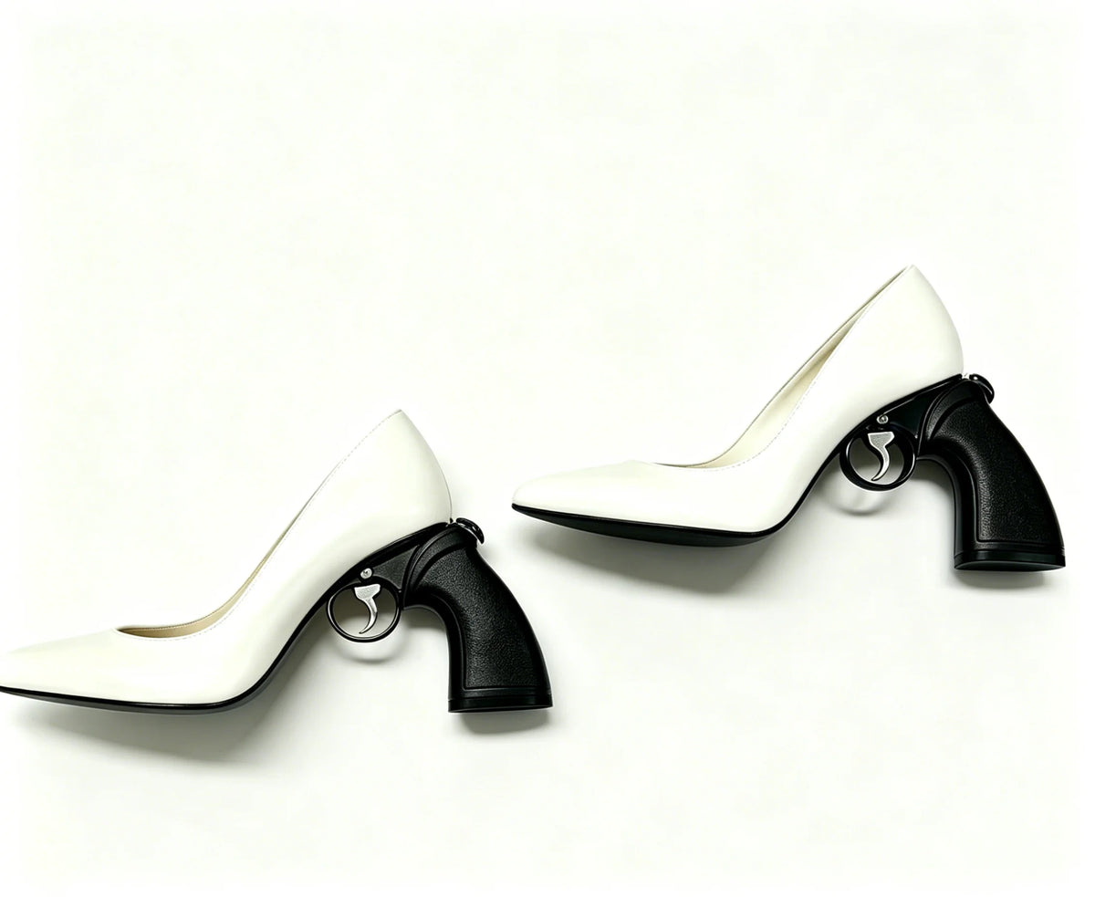 DOODLE RUSH - Graffiti Print Pointed Toe Pumps - Punk High Heels