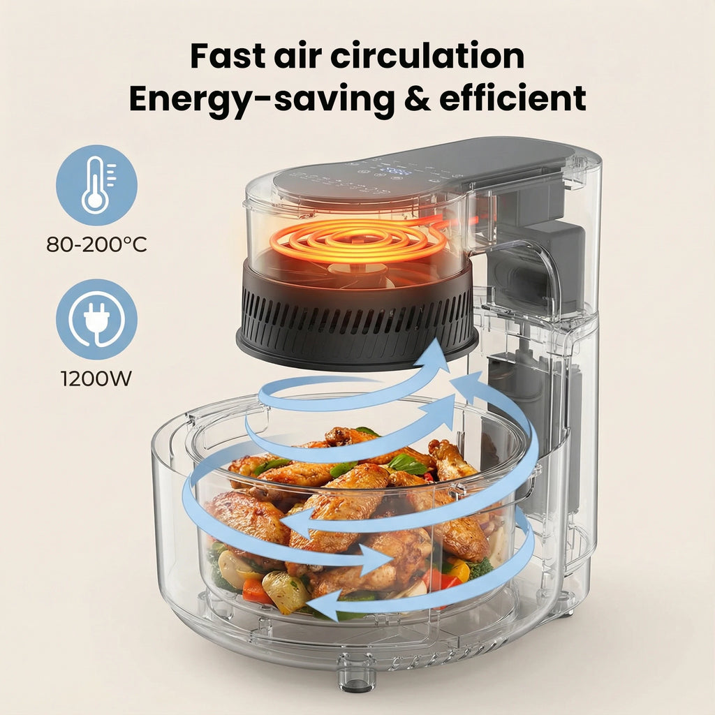 5L Air Fryer – Viewing Window LED Light 1200W Digital 8 Presets