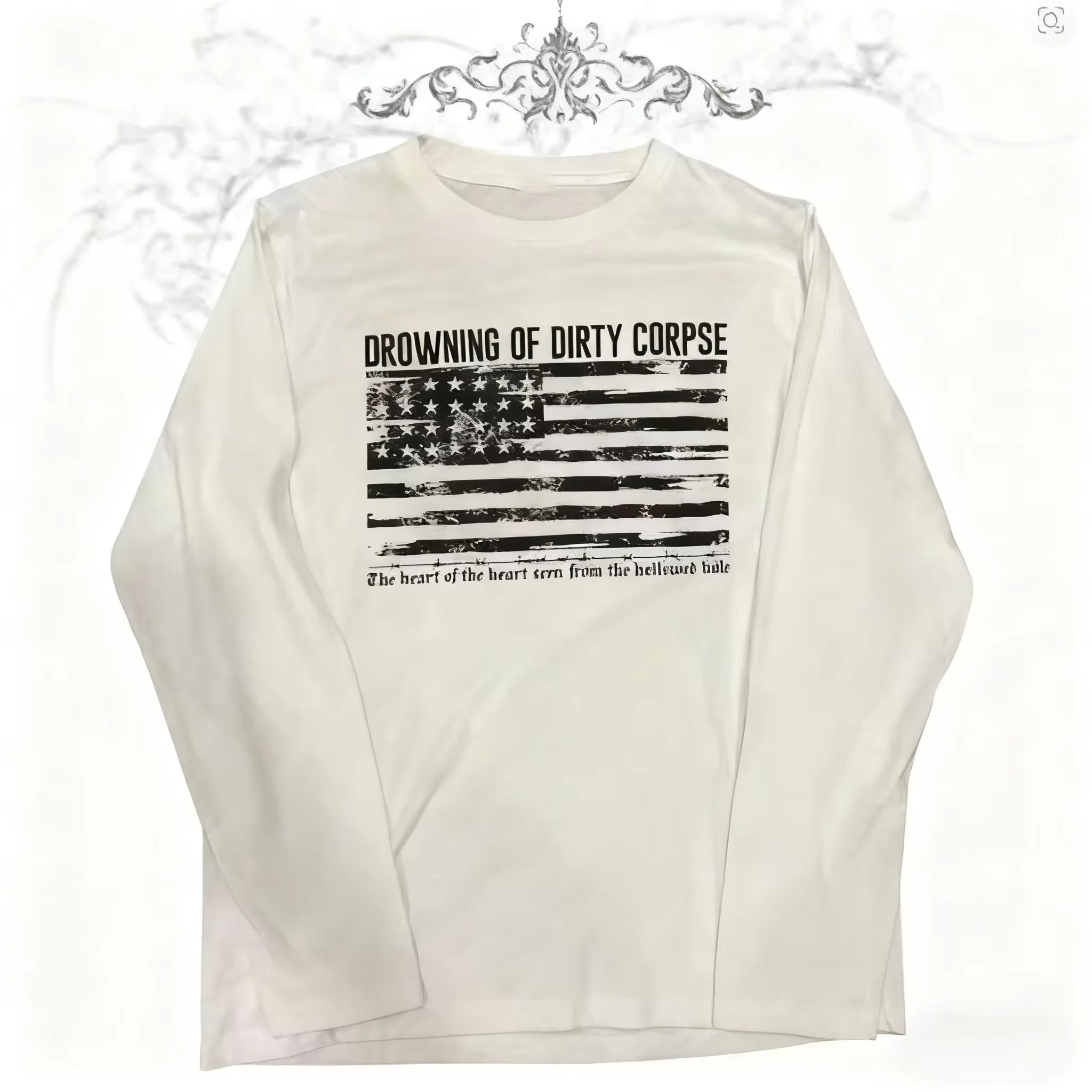 American Subculture Letter Print T-shirt Harajuku Hip Hop Long Sleeve Tees Women Loose All Match White Top Street Retro Clothing
