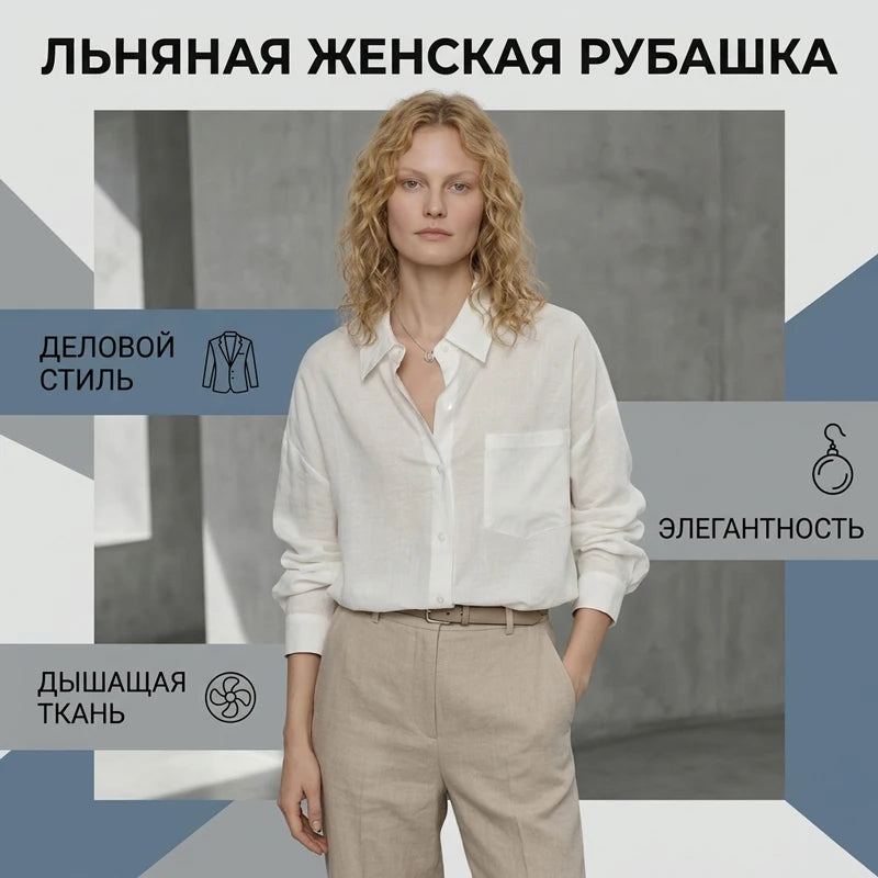 Streamgirl Summer White Linen Shirts For Women Oversized Long Sleeve Tops Lady Loose Basic Linen Tops Women Blue Shirts Oversize
