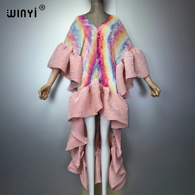 Moonlit Muse - Pleated Maxi Kaftan - Evening Flow
