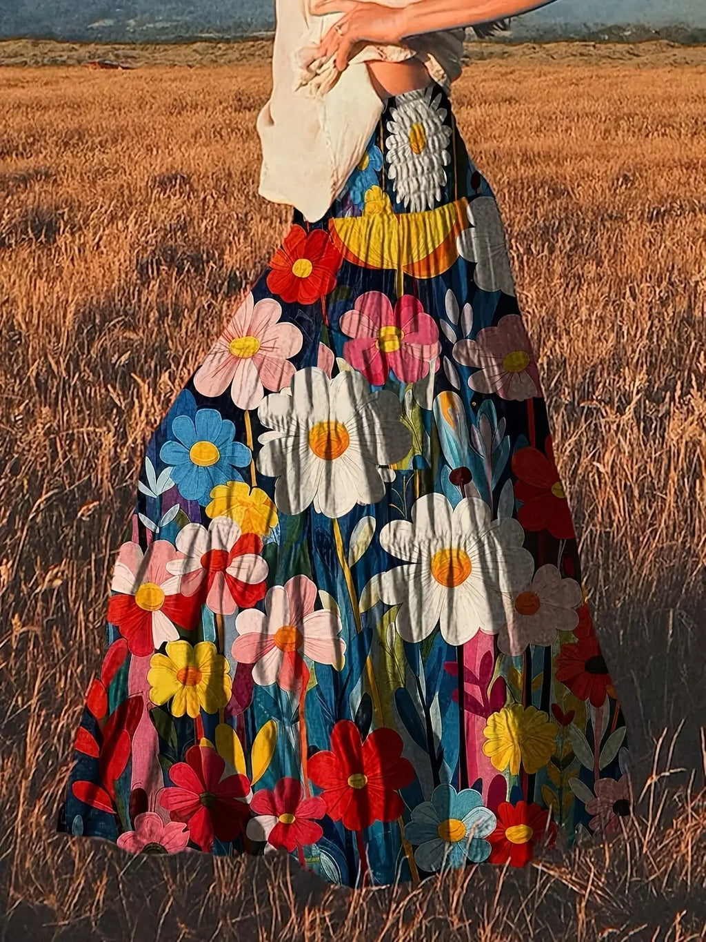 Floral Print Layered Maxi Skirt – Plus Size Boho Summer Style