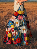 Floral Print Layered Maxi Skirt – Plus Size Boho Summer Style