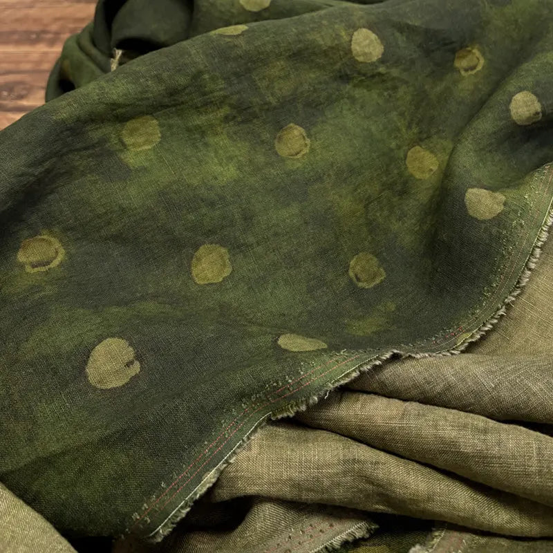 Linen Printed Fabric Sand Washed Soft Texture for Dress Robe Blouse Tablecloth Elegant Clothing Handmade DIY Home Craft Material