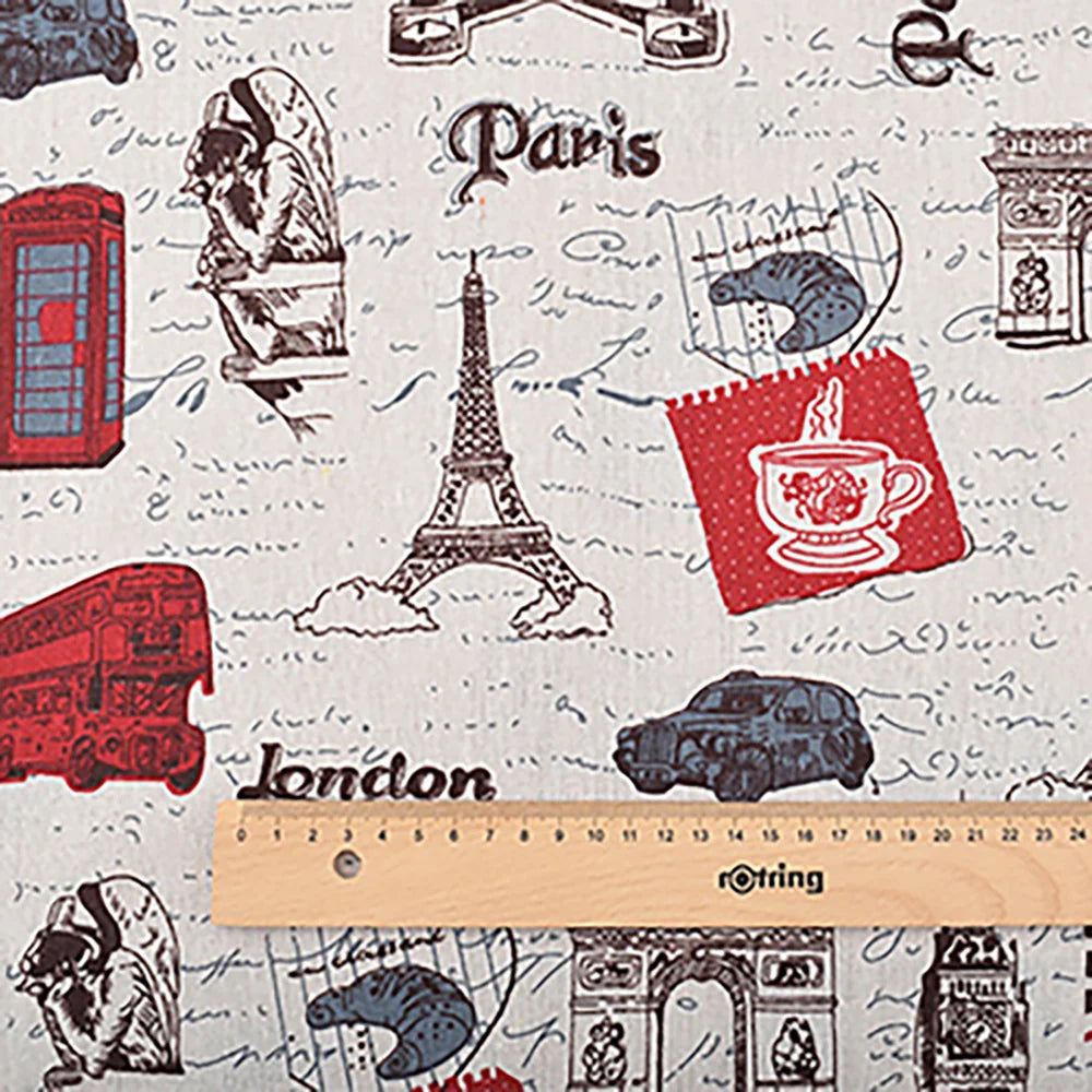 Chainho, Printed Cotton Linen Fabric, DIY Sewing Quilting Material, Patchwork Cloth For Sofa, Curtain, Cushion, Furniture Cover, CL01