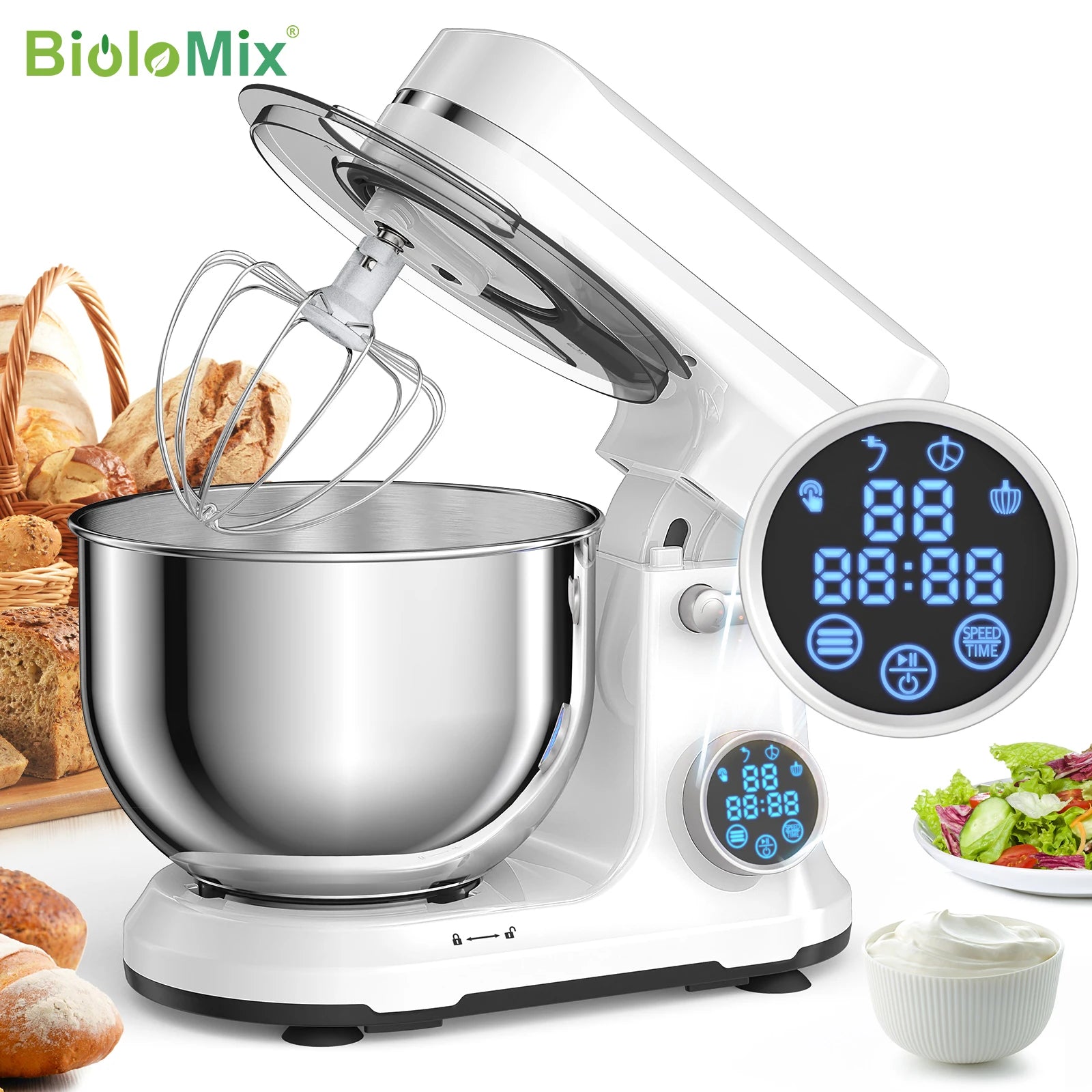 Stand Mixer 1200W – 11 Speeds OLED Screen DC Motor