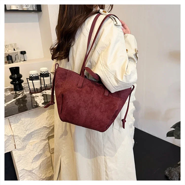 Light Luxury Solid PU Hasp Shoulder Bag for Women Commuting Frosted Leather Handbag 2026 Hot Sale Large Capacity Niche Tote Bags