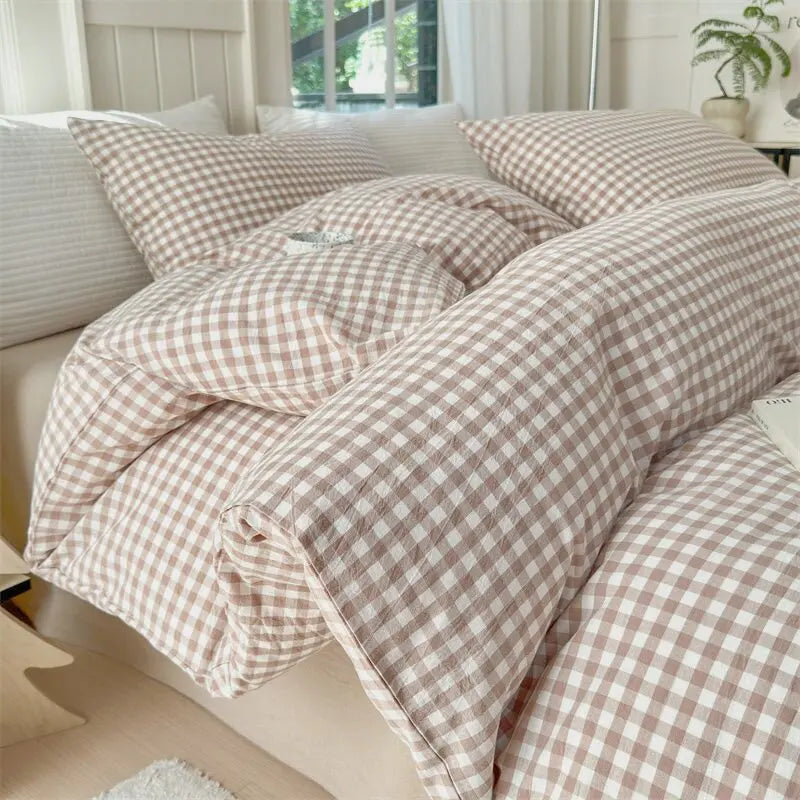 WASHED COTTON PLAID FABRIC - 100% Cotton, 270g/m - Soft Rooms