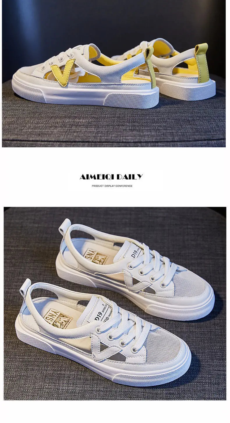 Real Soft Leather Bag Head Sports Sandals Women's Outer Wear New Summer Student All-match Flat Casual White Shoes Woman