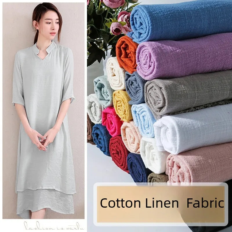 SLUB COTTON LINEN CREPE FABRIC - 135cm Wide, 26 Solid Colours - Everyday Sewing